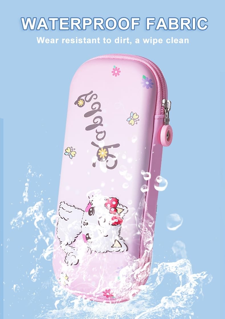 Pencil Case for Kids Girls 3D Flower Cat Large Capacity Waterproof Pencil wit…