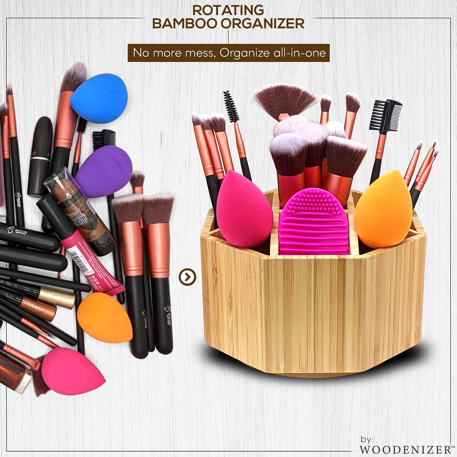 Bamboo Art Supply Organizer – Pencil & Pen Holder – Kids & Adults Desk Brown