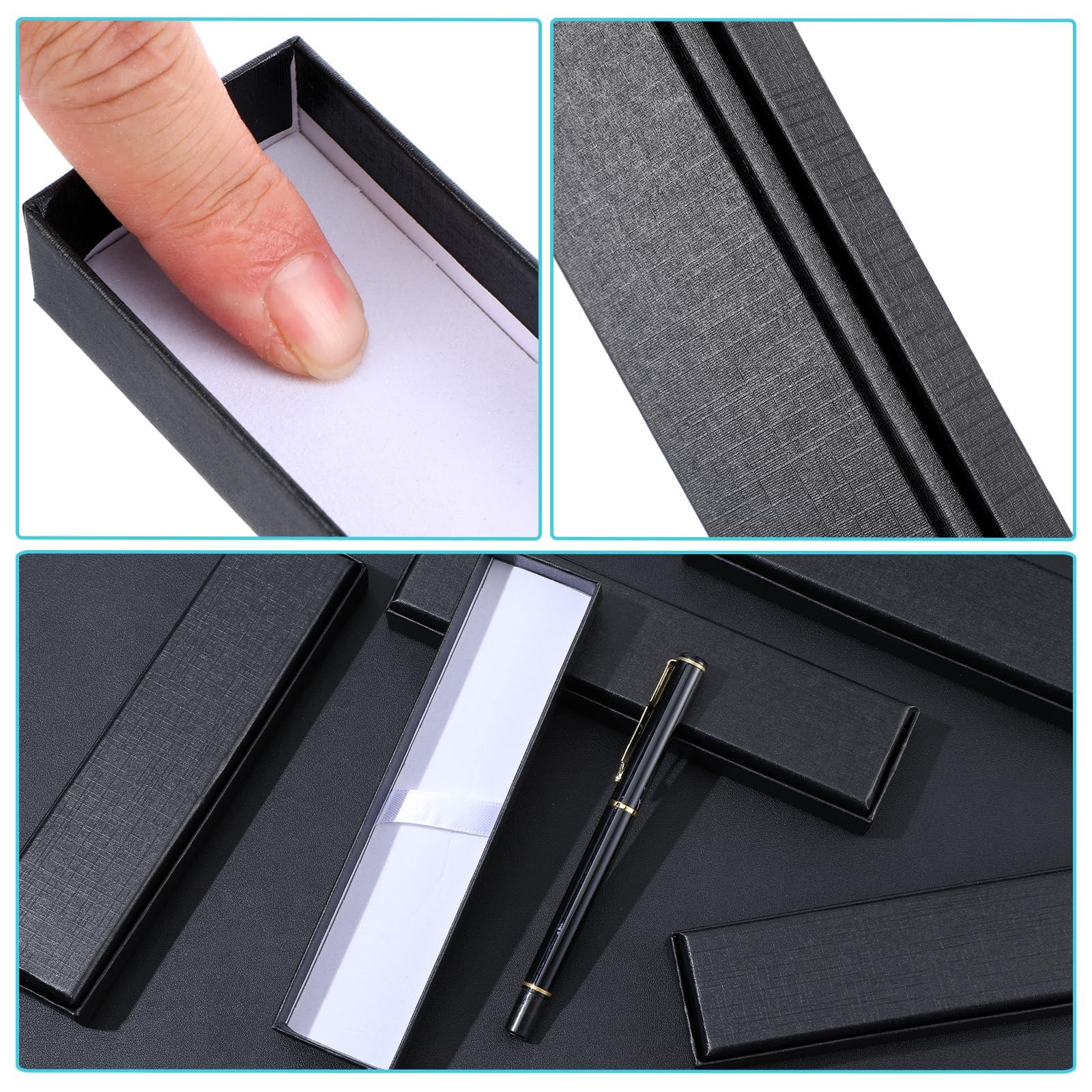 HOFURME 12 Pieces Empty Pen Gift Box Black Cardboard Case with Clear Window f…