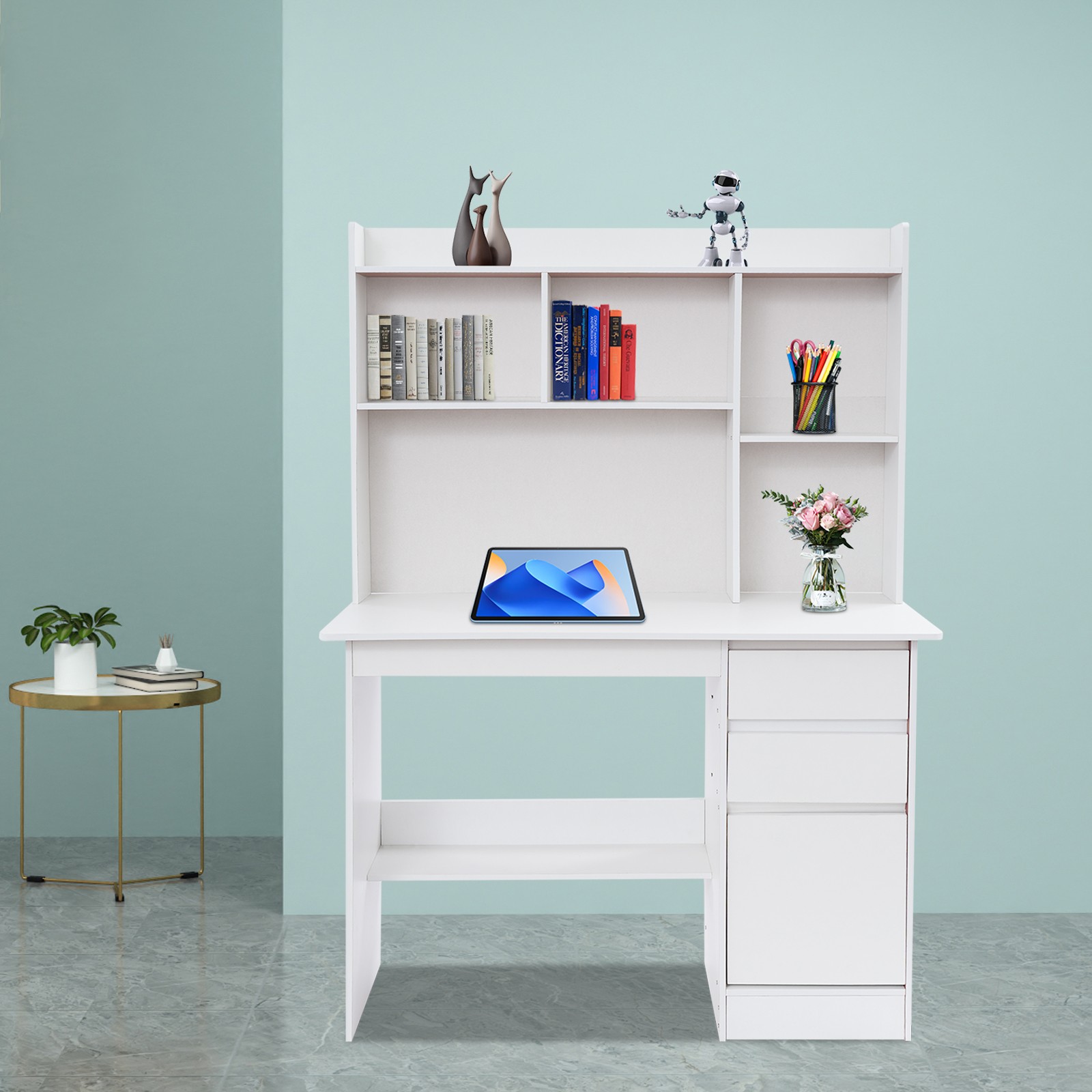 Home Office Desk, Modern Computer Desk, Rectangular Wood Office Desk