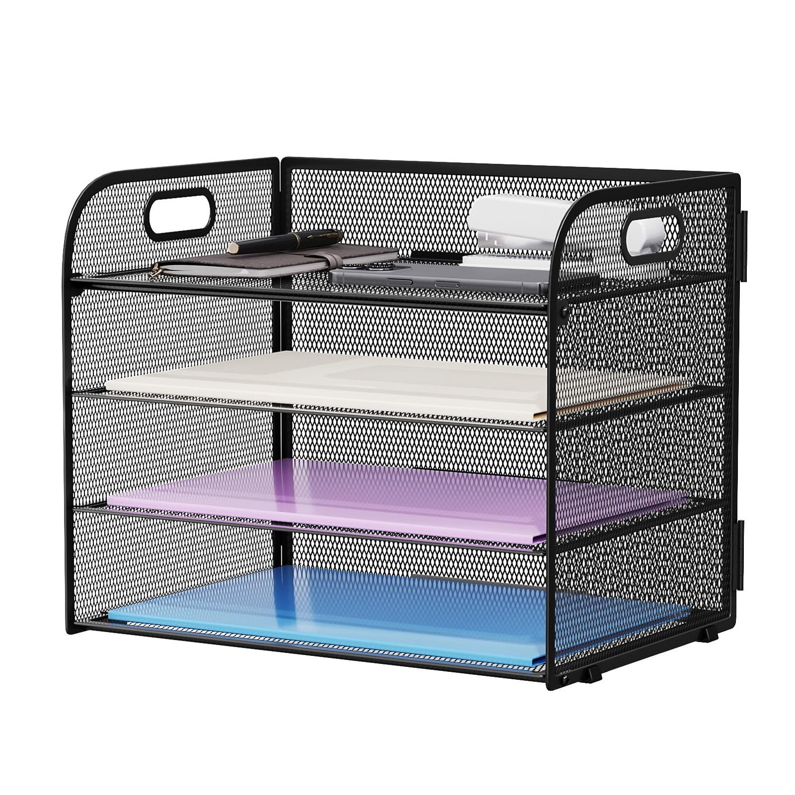 Marbrasse 4 Tier Paper Organizer Letter Tray – 12.6″ x 9.1″ x 10.7″, Black