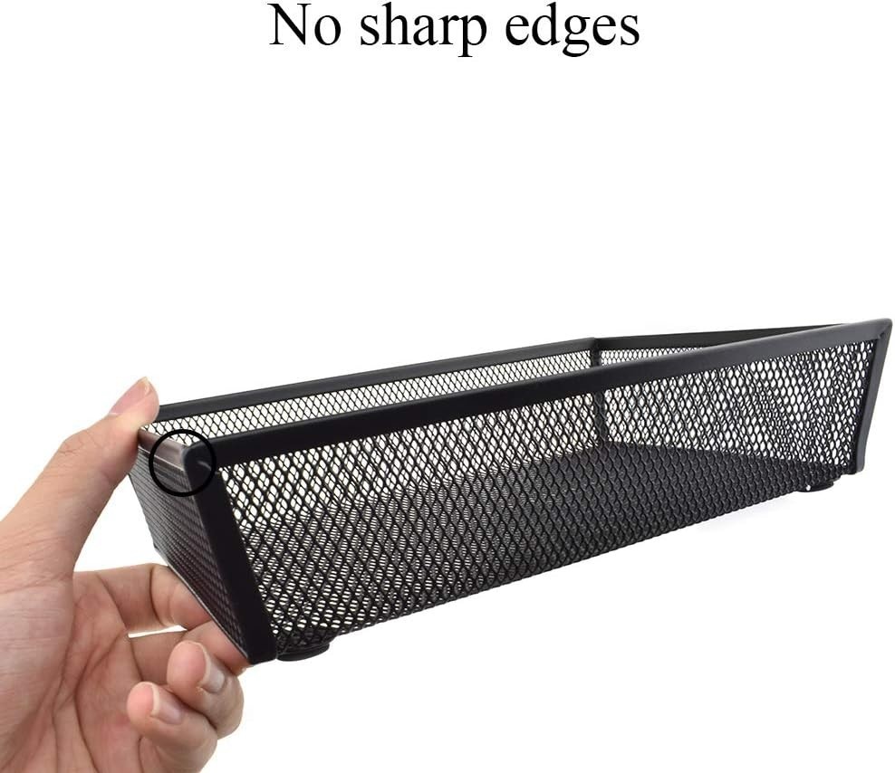 Stackable Mesh Tray Cup 9 x 6 x 2 inches Sturdy Container for Desk Drawer Org…