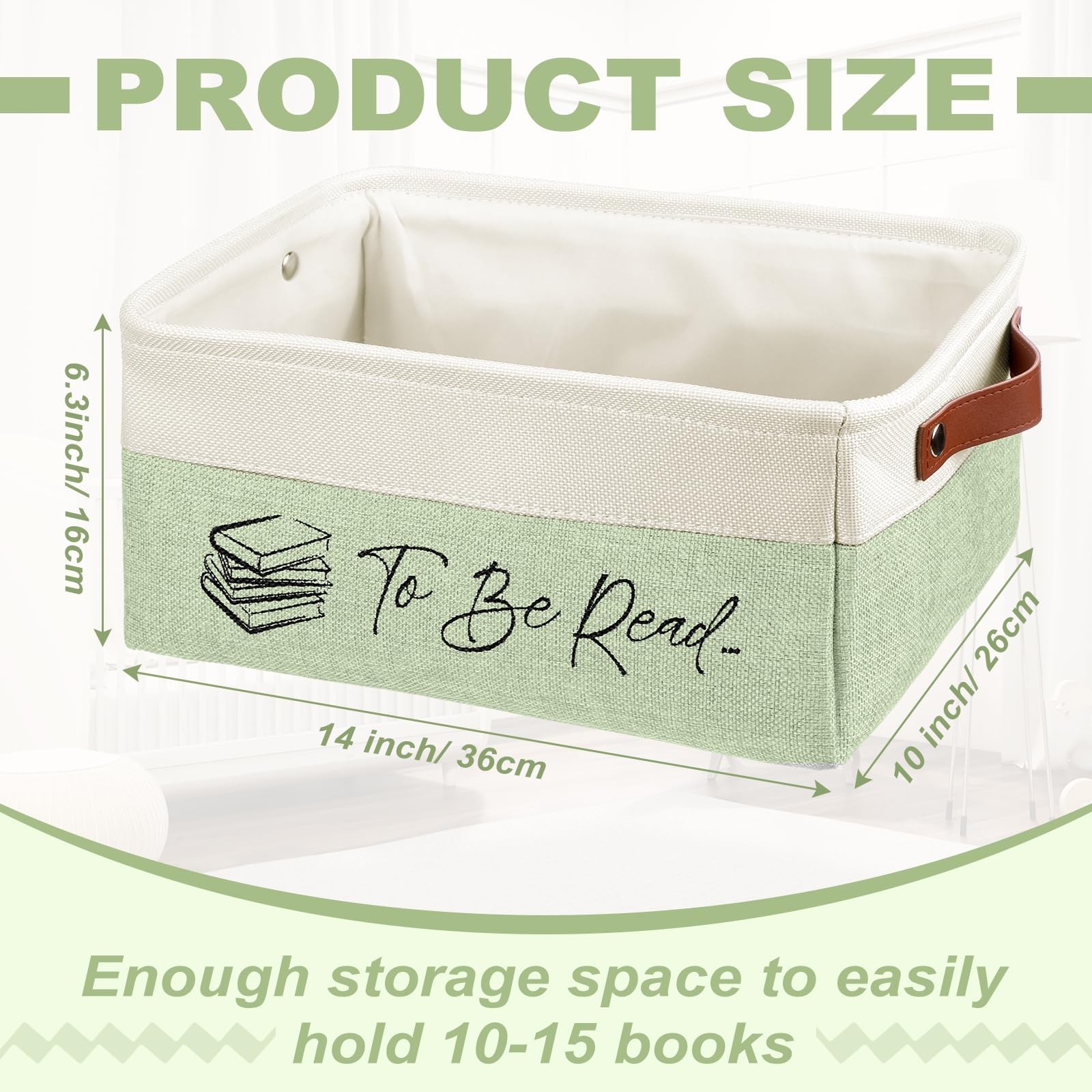 TBR To Be Read List Wooden Fabric Book Storage Basket Bin Bookworm Gift Case