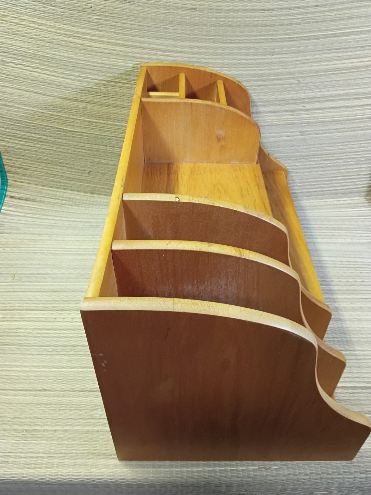 Vintage Wooden Desk Top Organizer With Drawer Solid Oakwood