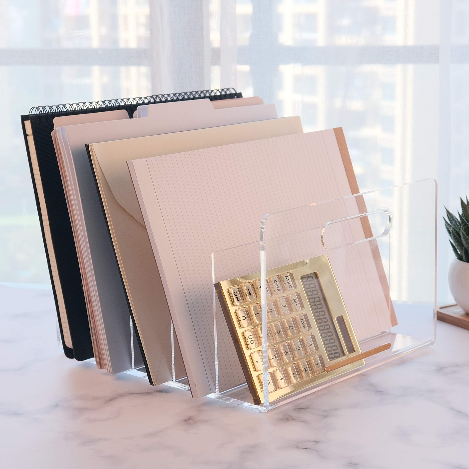 Acrylic File Sorter Desktop Collator Office Organizer Clear 11.4×6.7×10 Inch