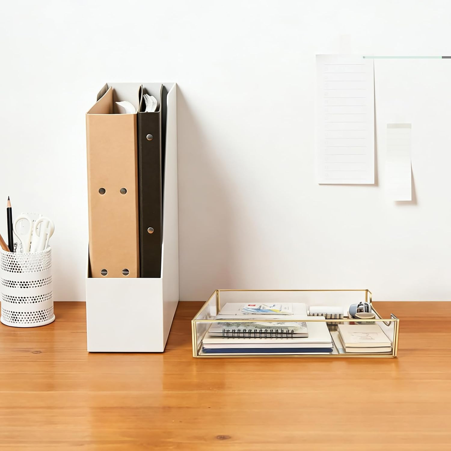 1 Pack Golden Glass Desk Tray, Multi-Purpose Organizer for A4 Paper, Documents,