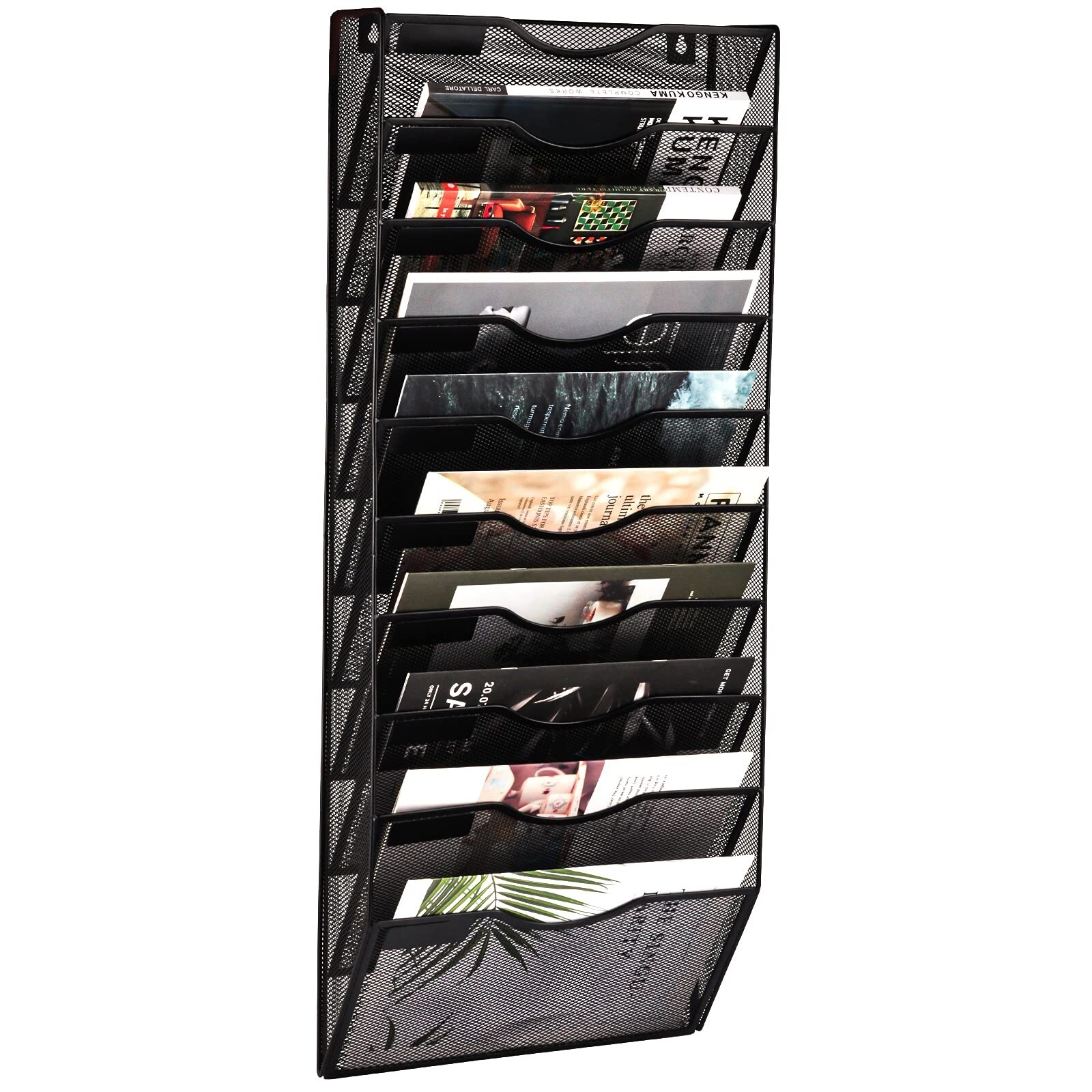EASEPRES 10 Pockets Mesh Wall File Holder Organizer Office Hanging Magazine R…
