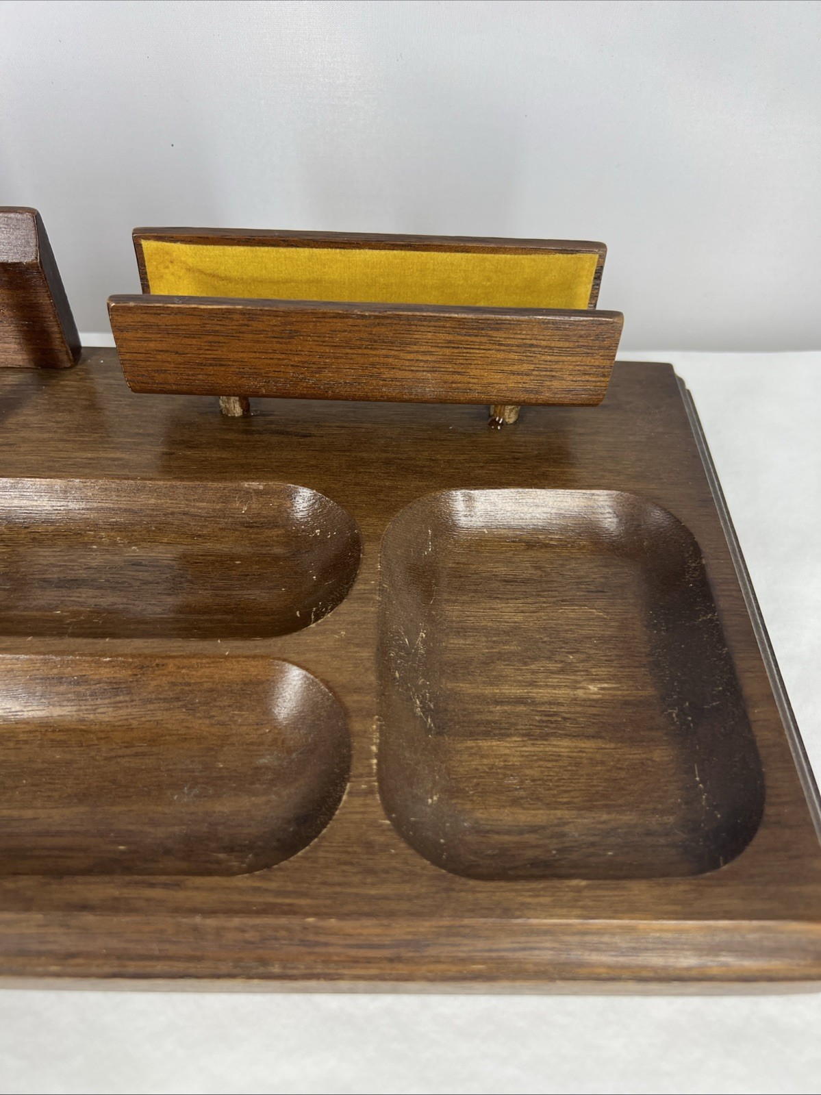 London Leather Japan MCM Dresser Organizer Valet Wood Tray Desk Card Holder