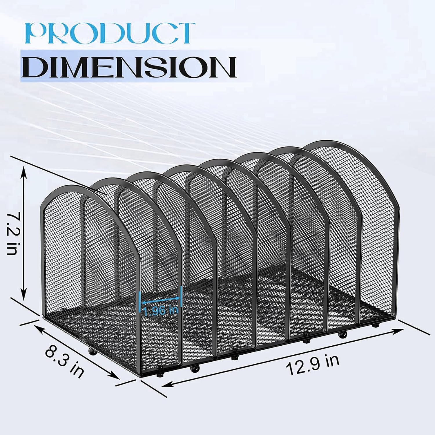 7-Section Desk File Organizer, Mesh Desktop Organizer File Sorter Office Organiz
