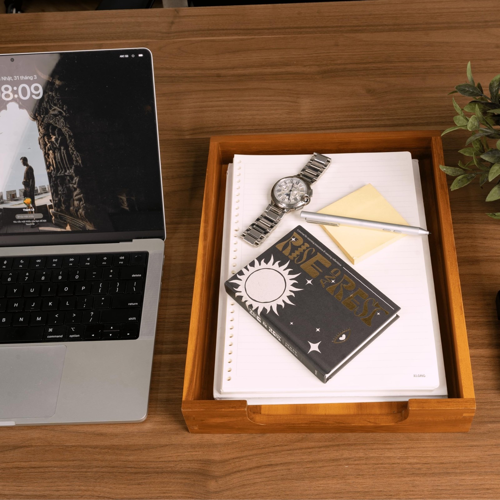 Dark Brown Wood Letter Tray Front Load Document Desk Magazine File Organizer
