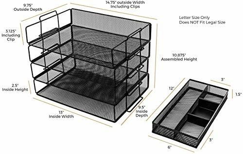 DESK ORGANIZER Paper Tray Stackable Letter Trays Mesh File Holder BLU MONACO