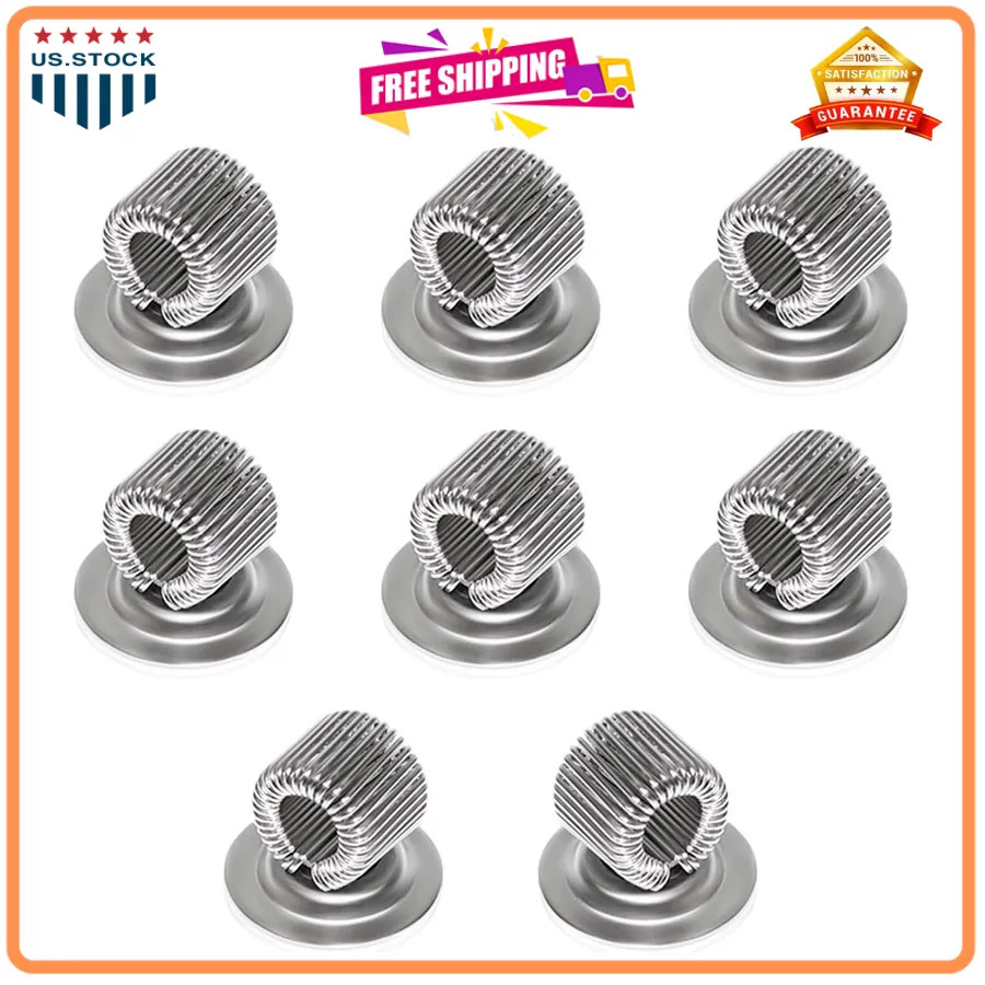 8 Pcs Adjustable Spring Pen Holder Clips Self Adhesive Manganese Steel Silver