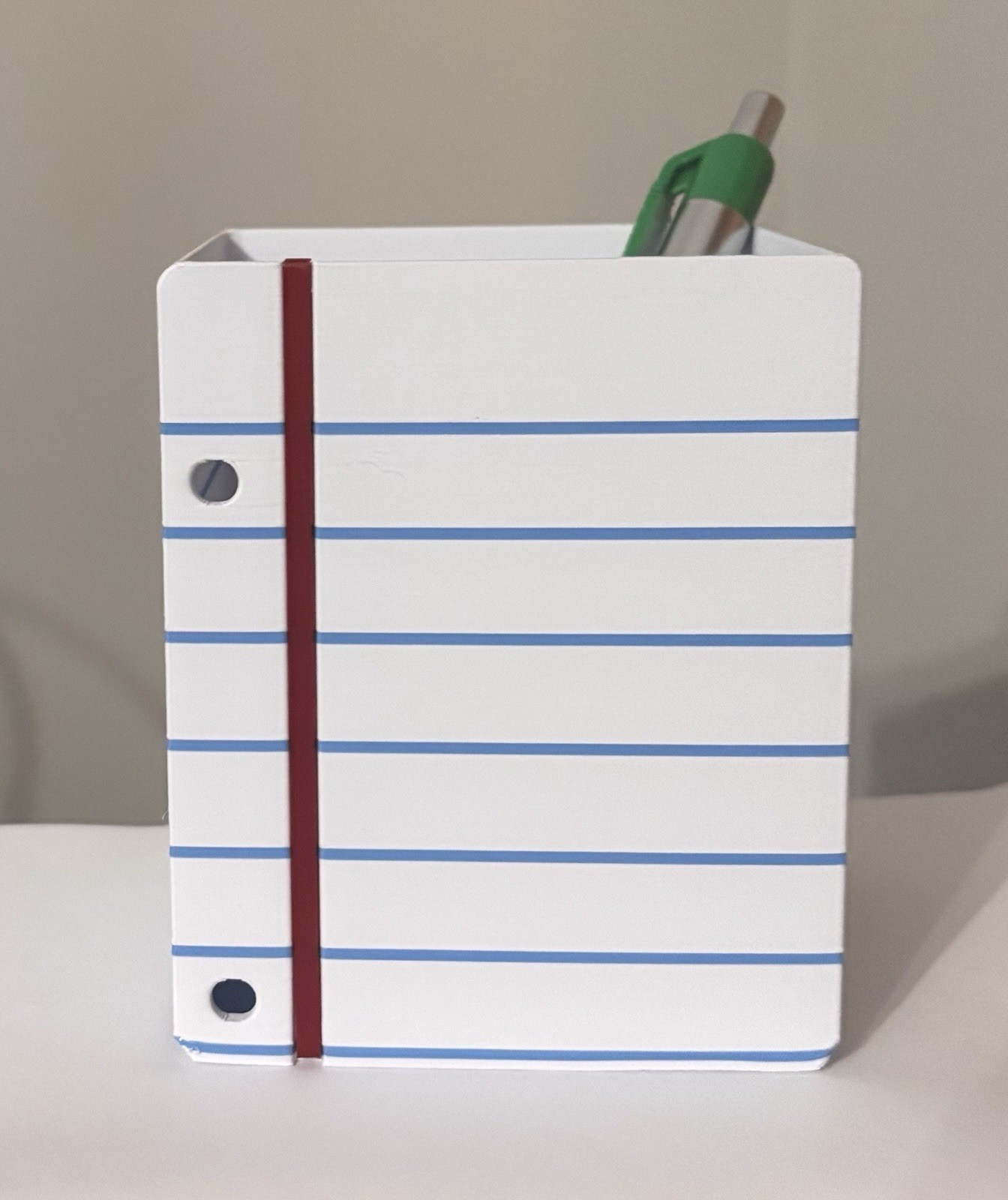 3D Notepad Design Plastic Pencil Holder Desktop Desk Organizer White Lined Paper