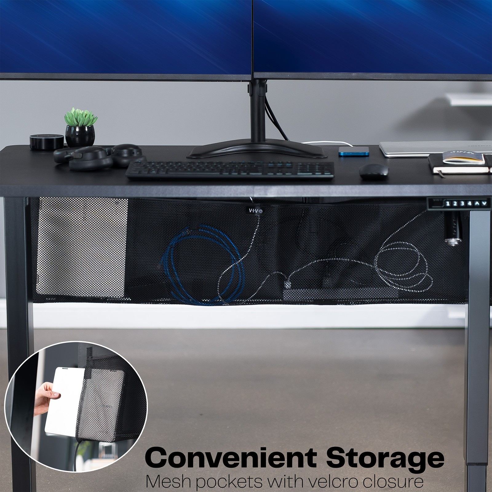 VIVO Black Clamp-on 48″ Privacy & Cable Management Sleeve Panel Kit for Desk