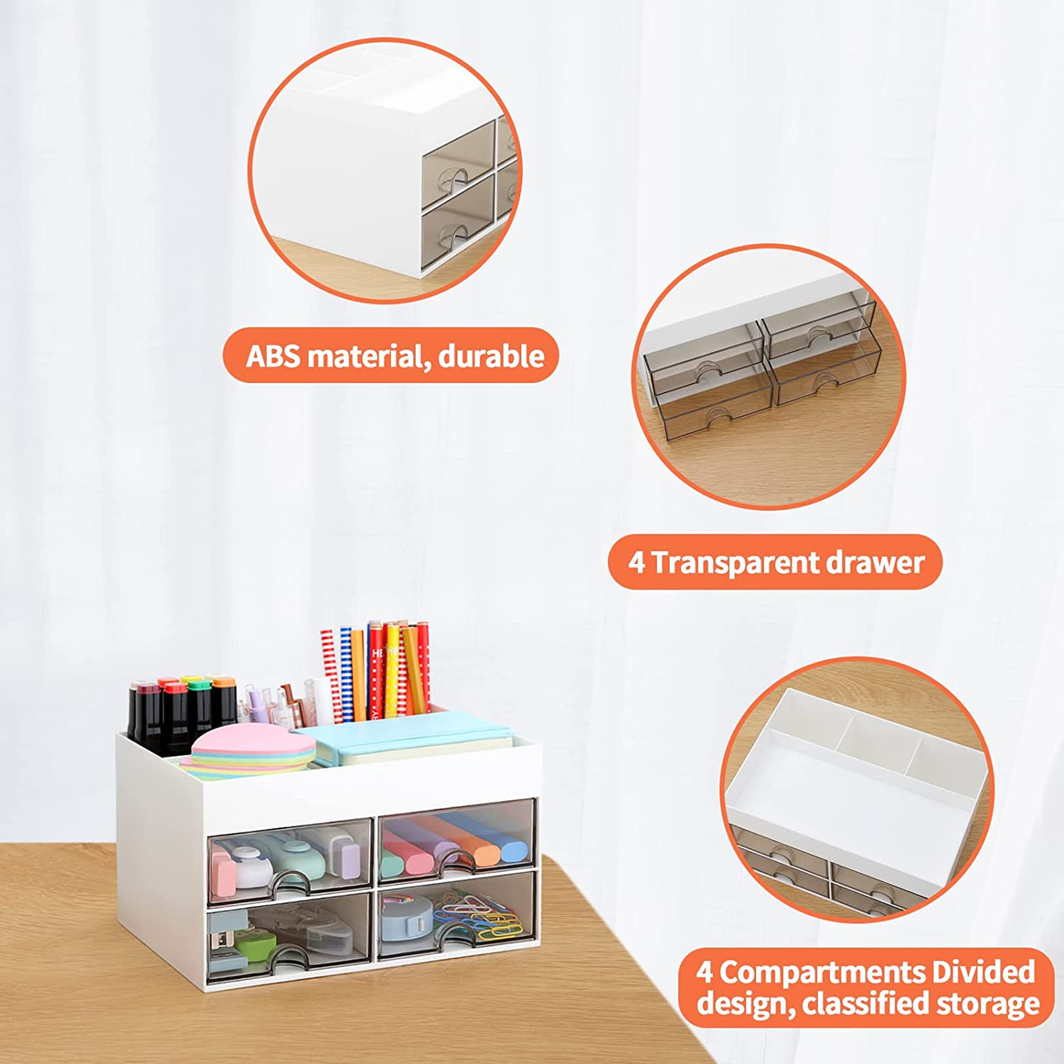 Desktop Organizer with Drawer, Accessories Stationary Organizer Desk
