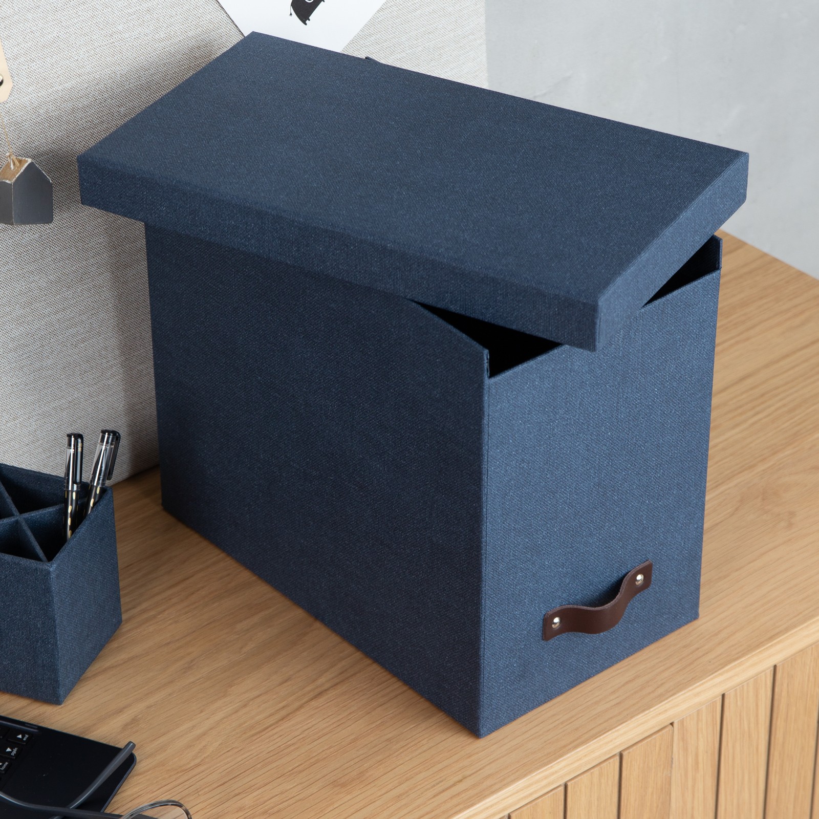 Bigso John Desktop File Box – File Storage Box for Paperwork – Blue