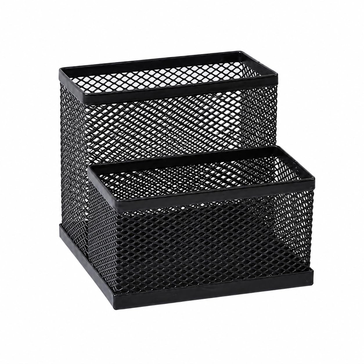 SHFKS Pen Holder for Desk Organizer,2Compartments Office Supply Black