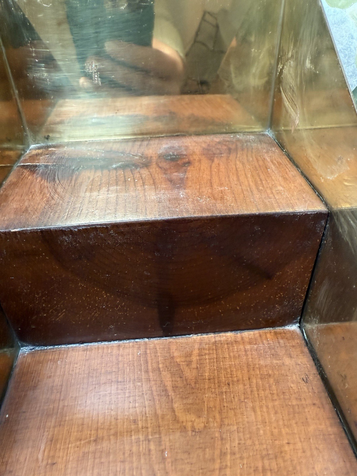 Vintage Brass & Wood Desk Organizer Display Mid-Century Office Decor Heavy
