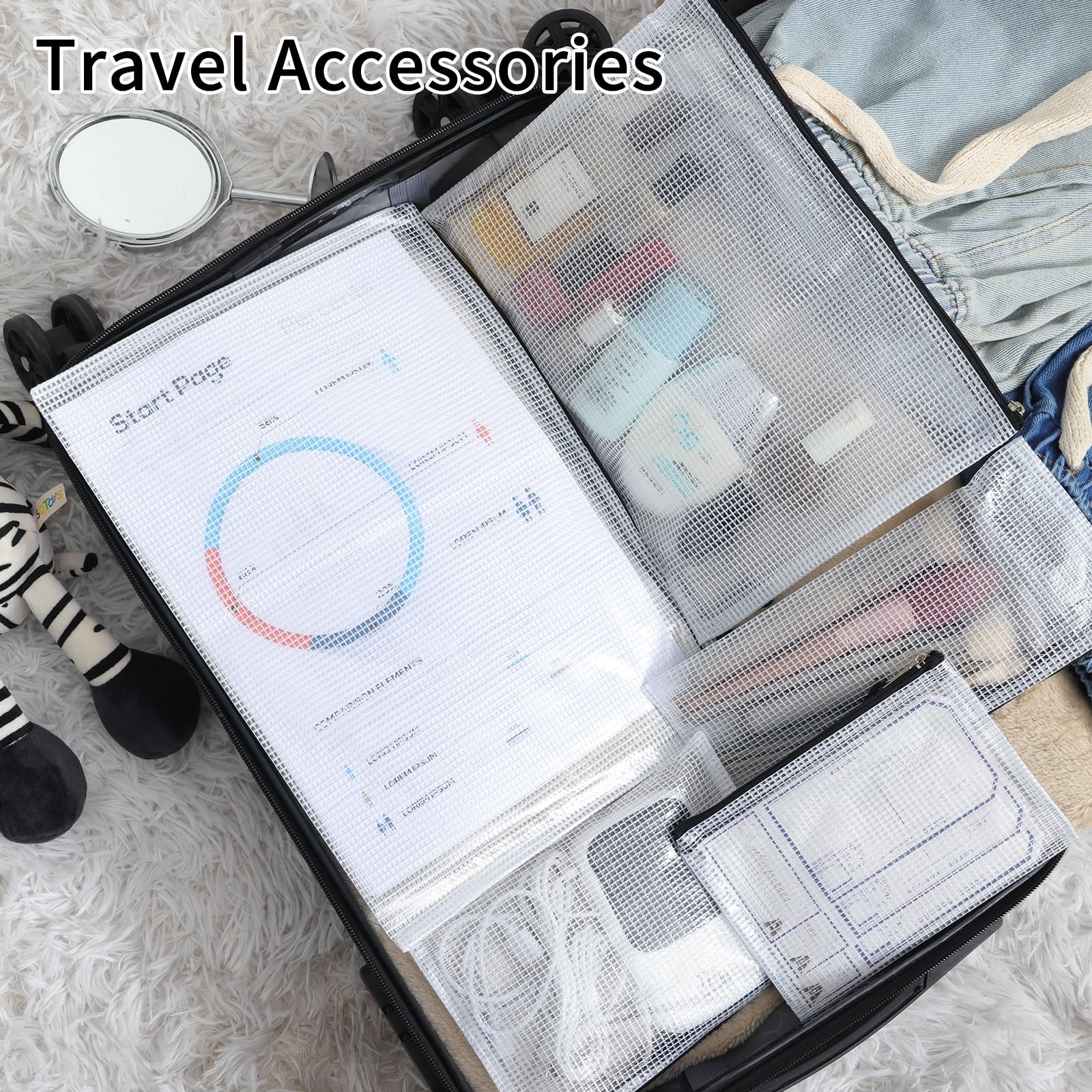 20pcs Mesh Zipper Pouch Bags 8 Size Water Resistant Zipper Bags Plastic Clear…