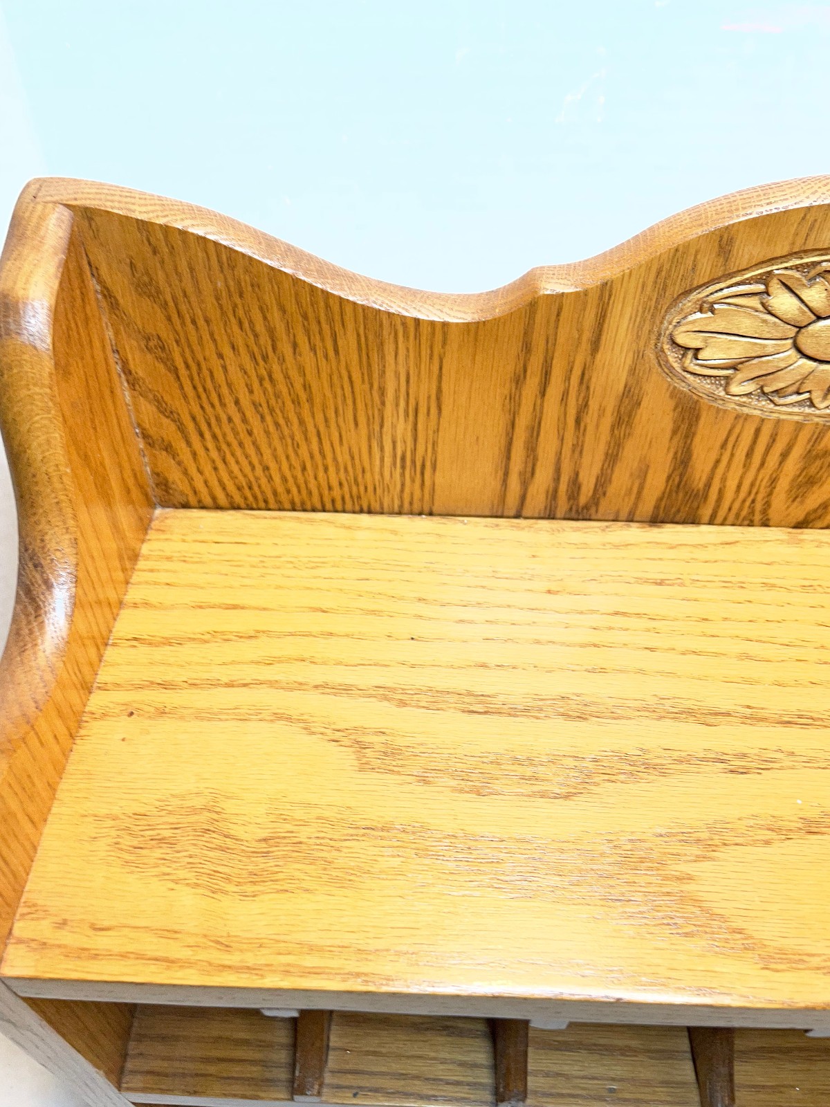Vintage Desk Organizer Oak Wood Office Mail Letter Holder Executive 18 x 16 x 7