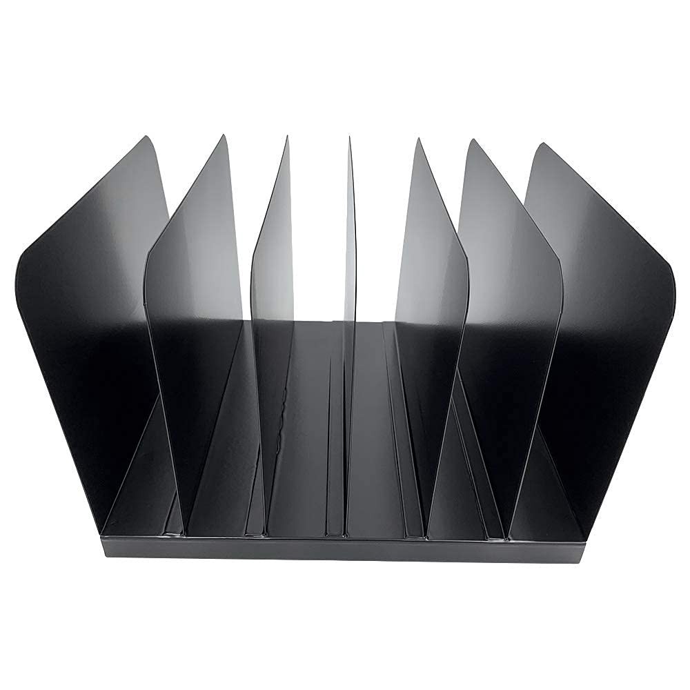 Desktop File Binder Organizer Storage Vertical 6 Slot, Black Commercial Steel