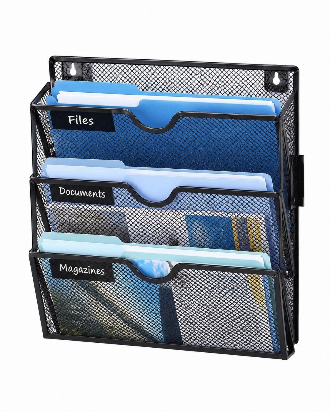 SUPEASY 3 Tier Wall File Organizer Metal Mesh Hanging Document Holder