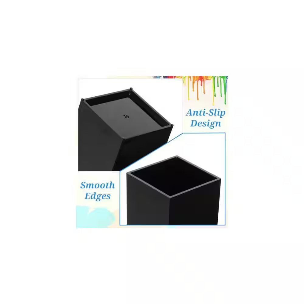 10 Pack Black Acrylic Desk Organizer Set, Pen and Pencil Holder, Makeup Brush Cu