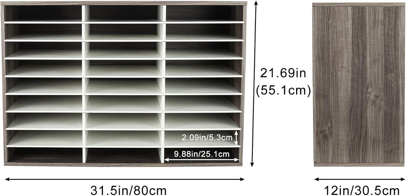 Wood Literature Organizer, 27 Slots Hold 13500 Sheets A4 Papers, Wooden Desk Fil