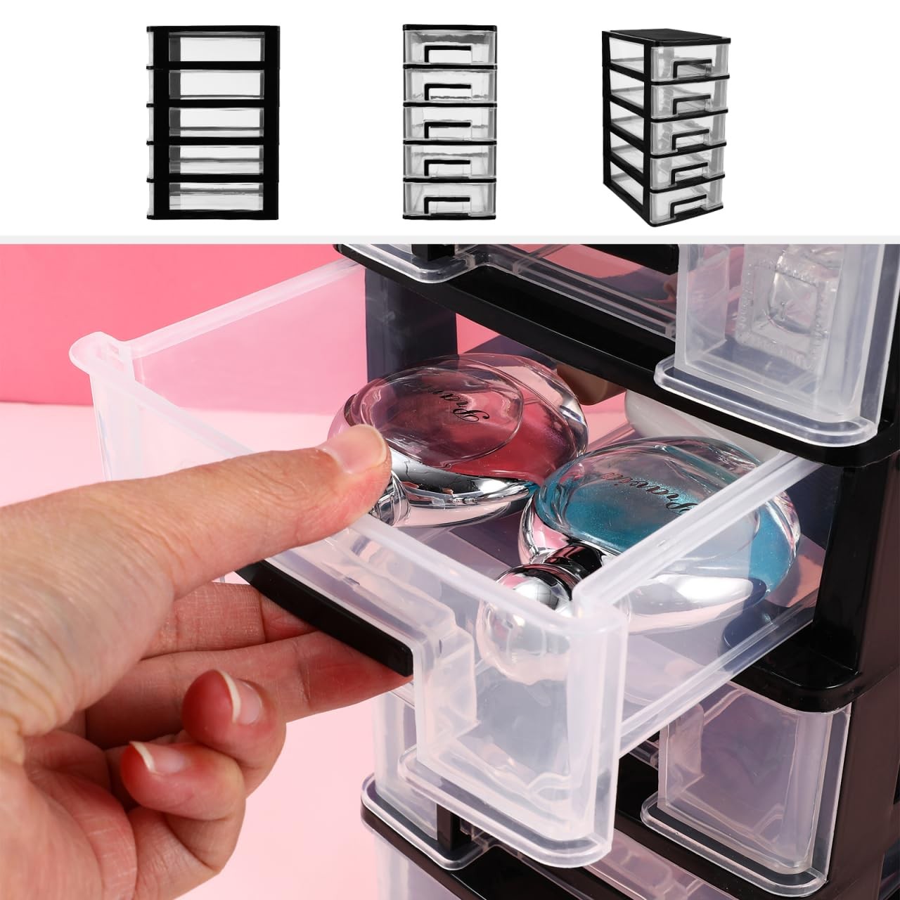 NOLITOY Multifunctional 5-Drawer Plastic Storage Cabinet Organizer Black