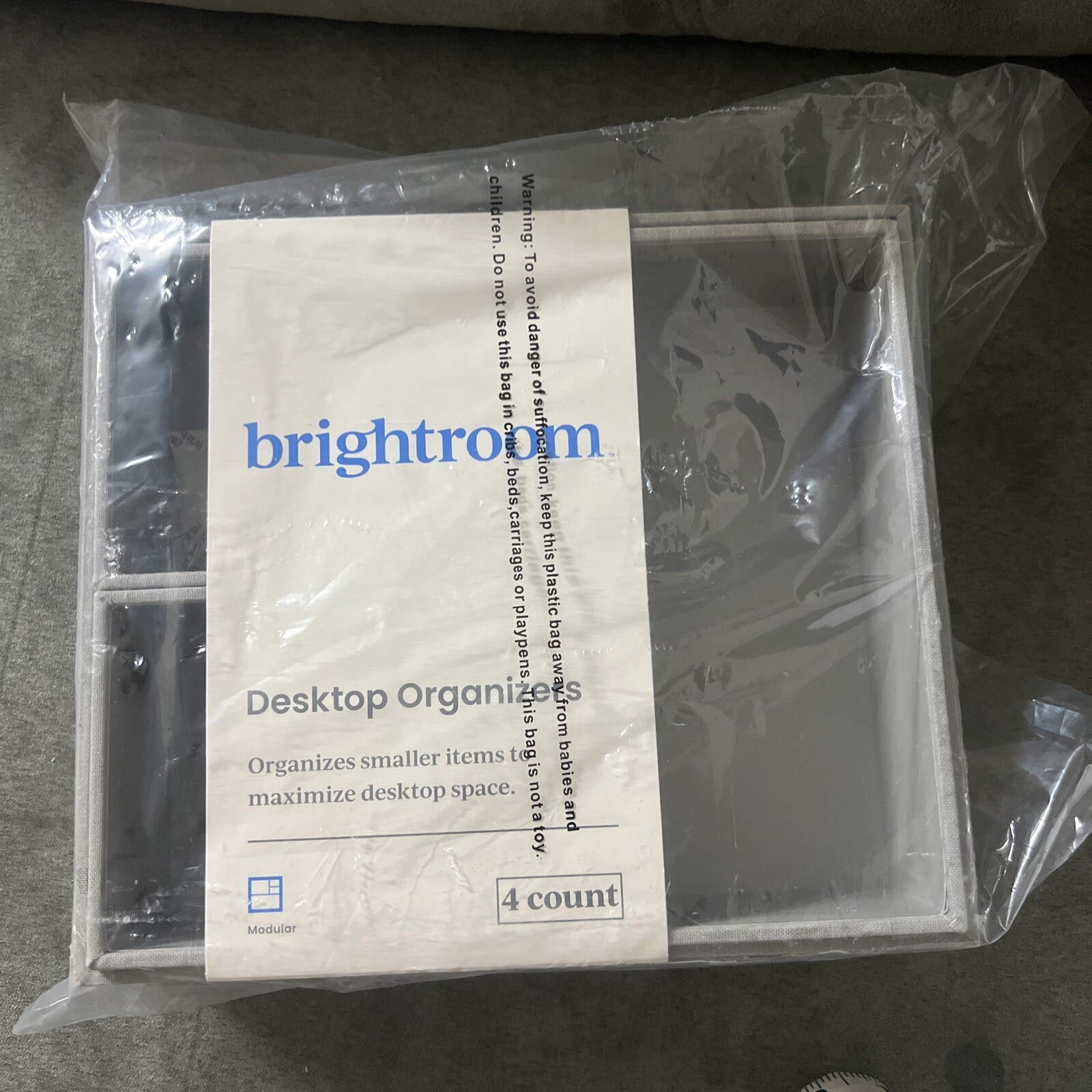 Brightroom Canvas Desktop Drawer Organizer Gray New