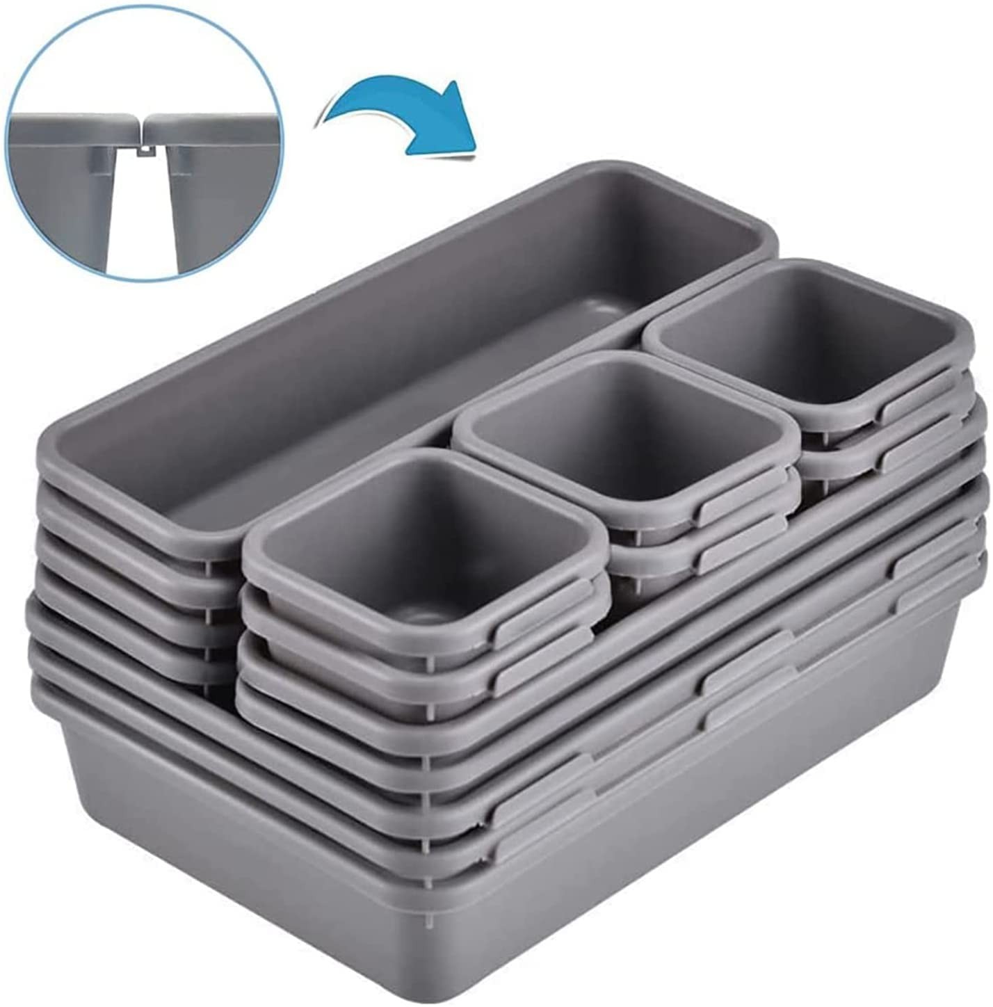 15 PCS Interlocking Desk Drawer Organizer Separator for Office,Bathroom,Kitch…