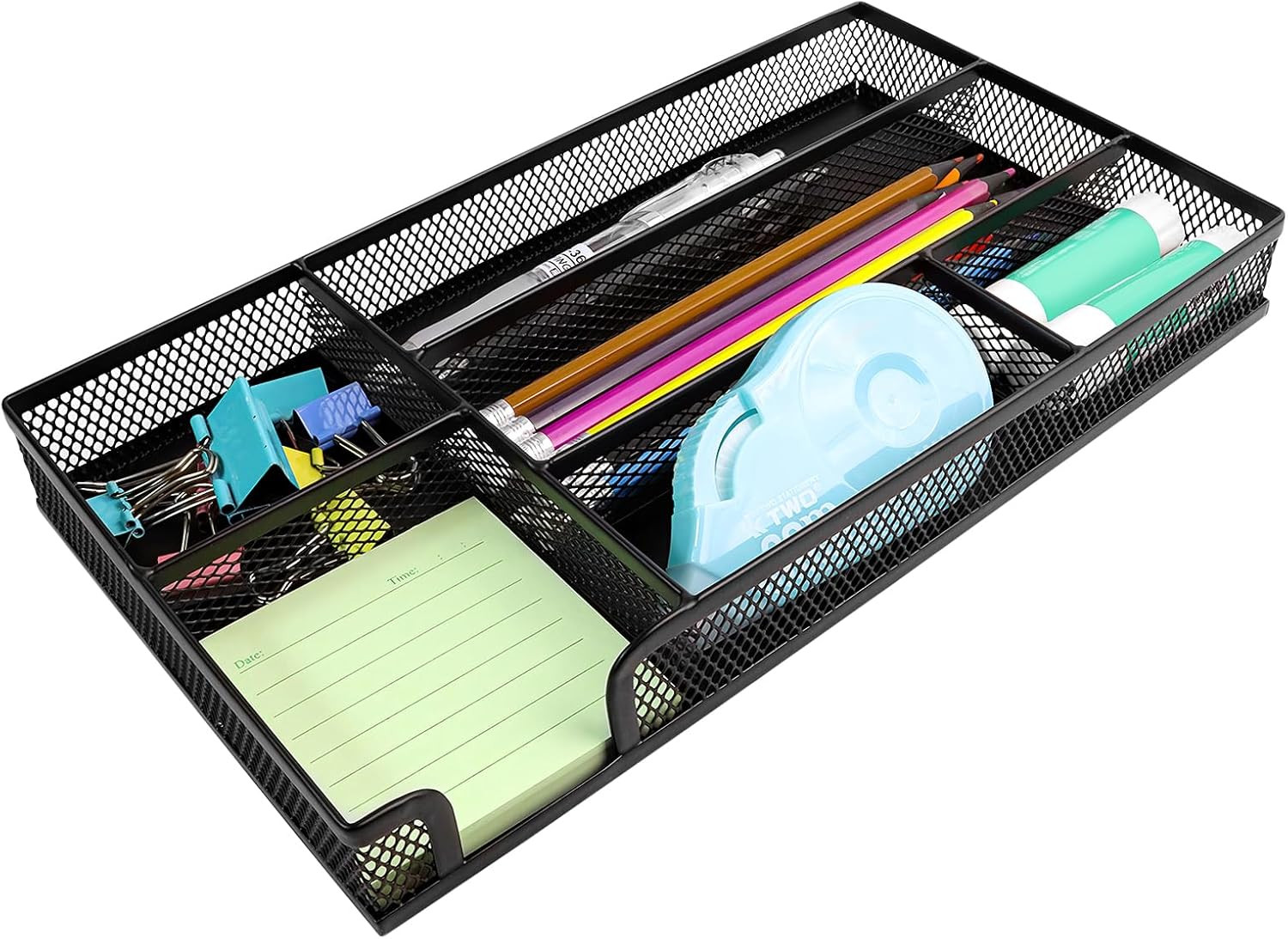 Small Metal Mesh Desk Drawer Organizer Tray for Paper, Office, Bathroom, Kitchen
