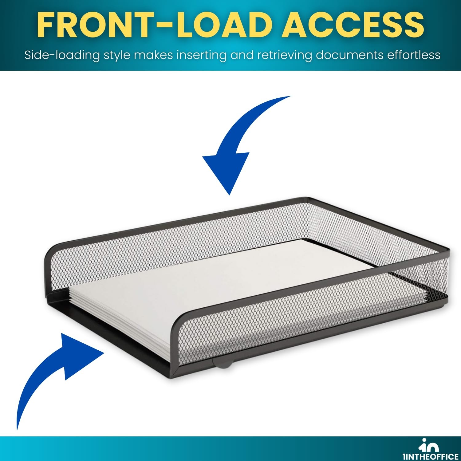2 Pack Matte Black Wire Mesh Stackable FrontLoad Letter Paper Desk Tray
