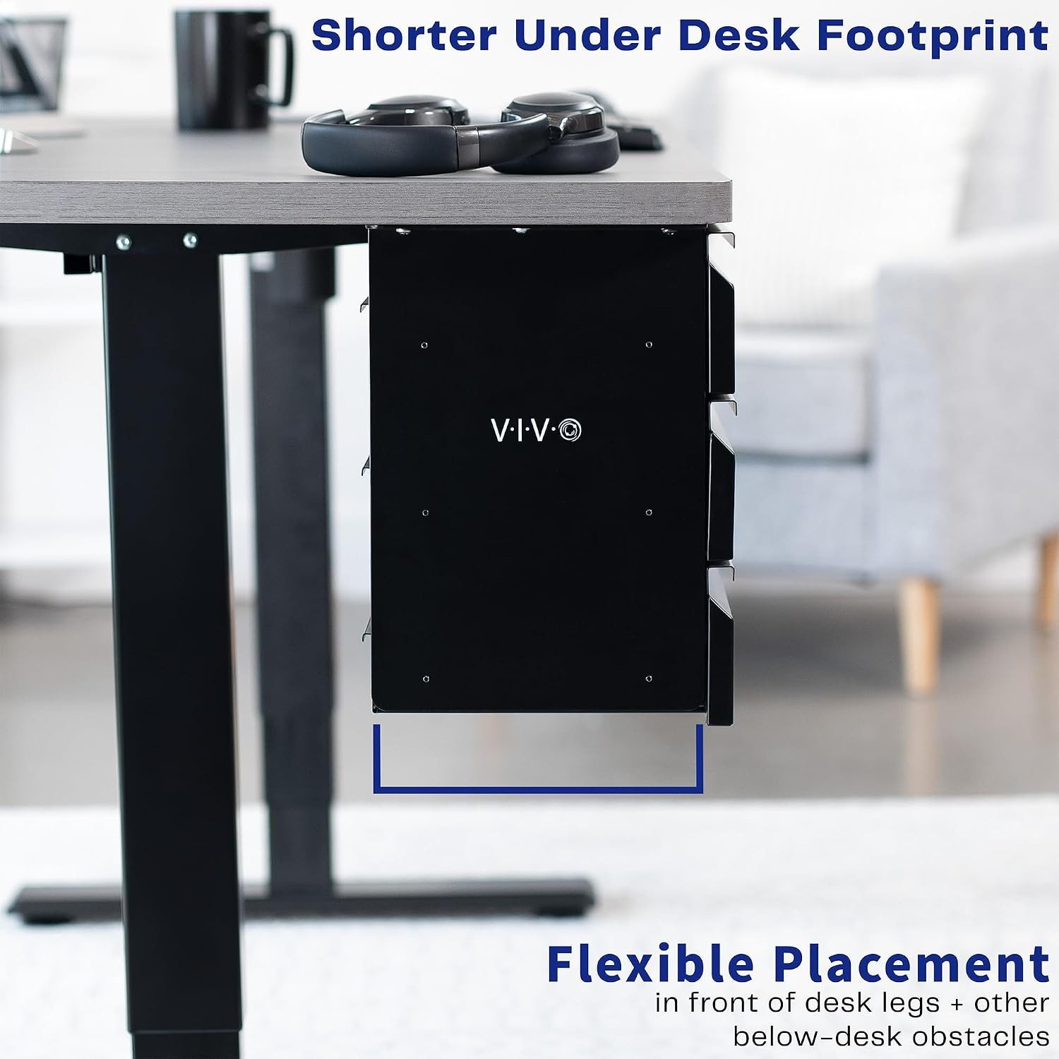 VIVO 16″ Slide Out Dual Tier Under Desk Storage Drawer Organizer – Black