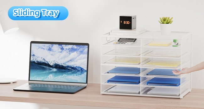 12 Compartments Paper Organizer for Desk, Mesh Literature Organizer, Mail File