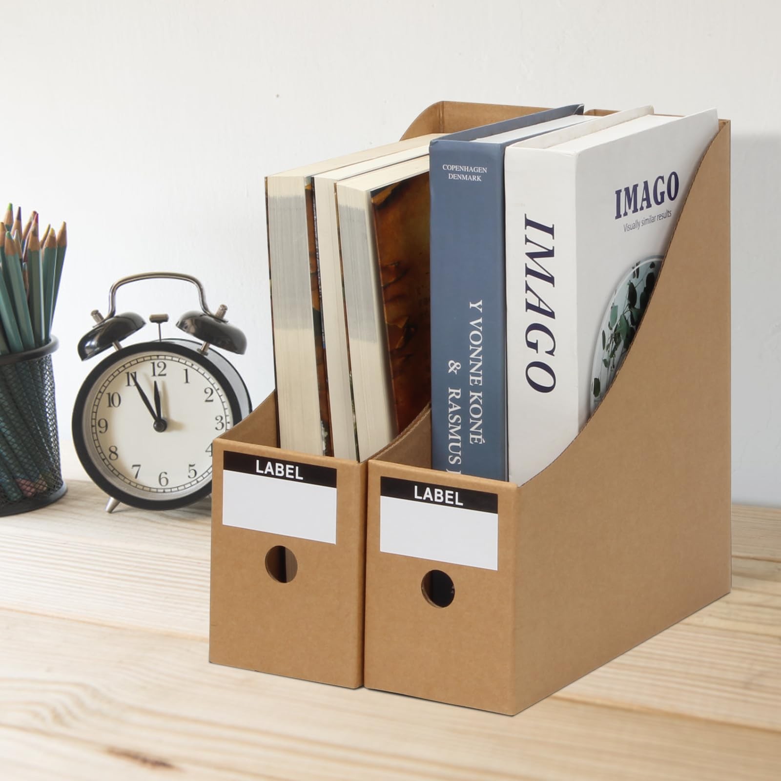 DIICCYO 12 Pcs Cardboard Magazine File Holder Boxes with Medium, brown