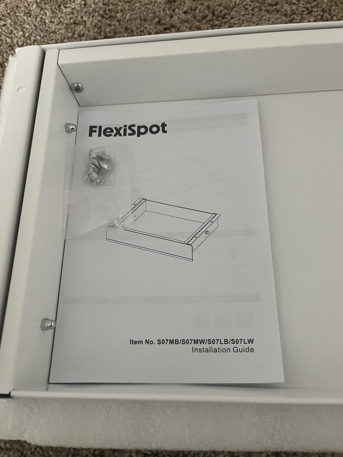 FLEXISPOT Under Desk Drawer, Steel Drawer, White, New Open Box