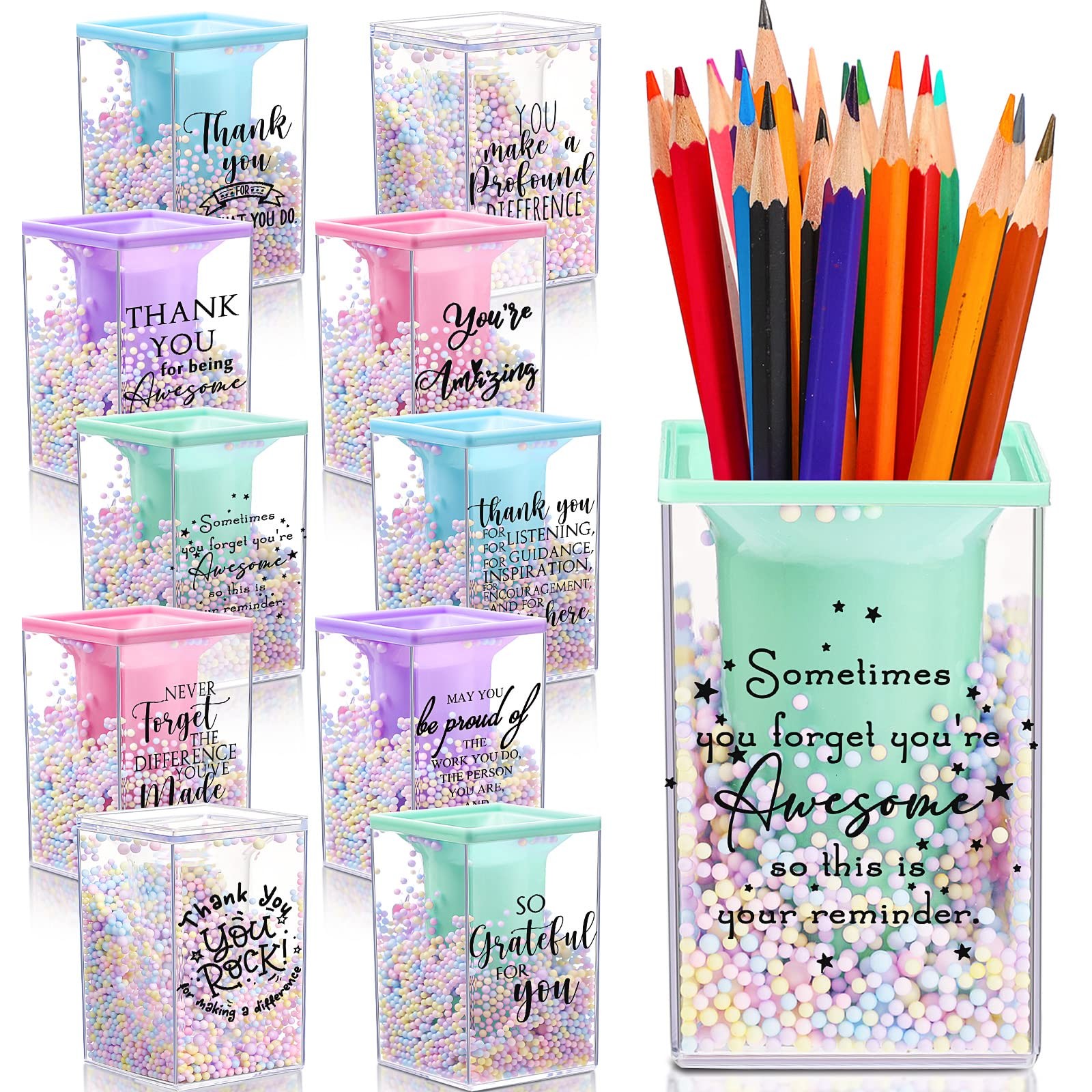 10 Pcs Appreciation Gifts for Coworkers Bulk Cute Bubble Pencil Holder Inspir…