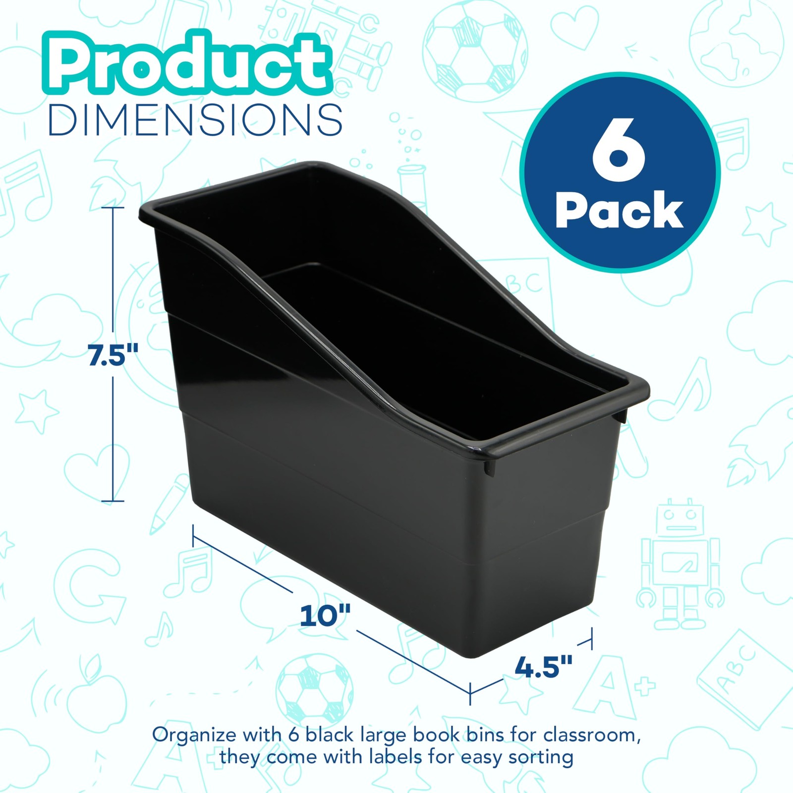 6 Durable Book and Binder Holder, Files Book Bins for Classroom, Plastic Vert…