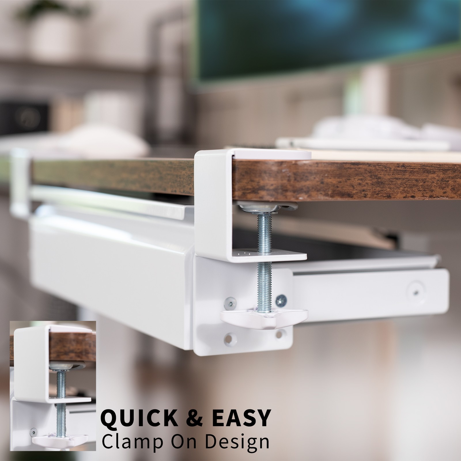 VIVO White Space Saving 16″ Clamp-on Under Desk Storage Drawer without Shell