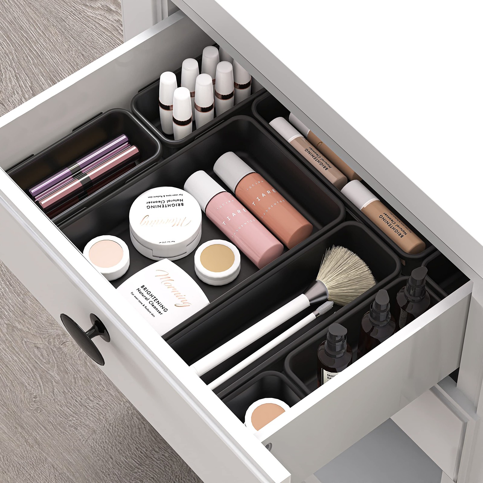 Simple Houseware Interlocking Desk Drawer Bins Organizer, Pack of 10, Black