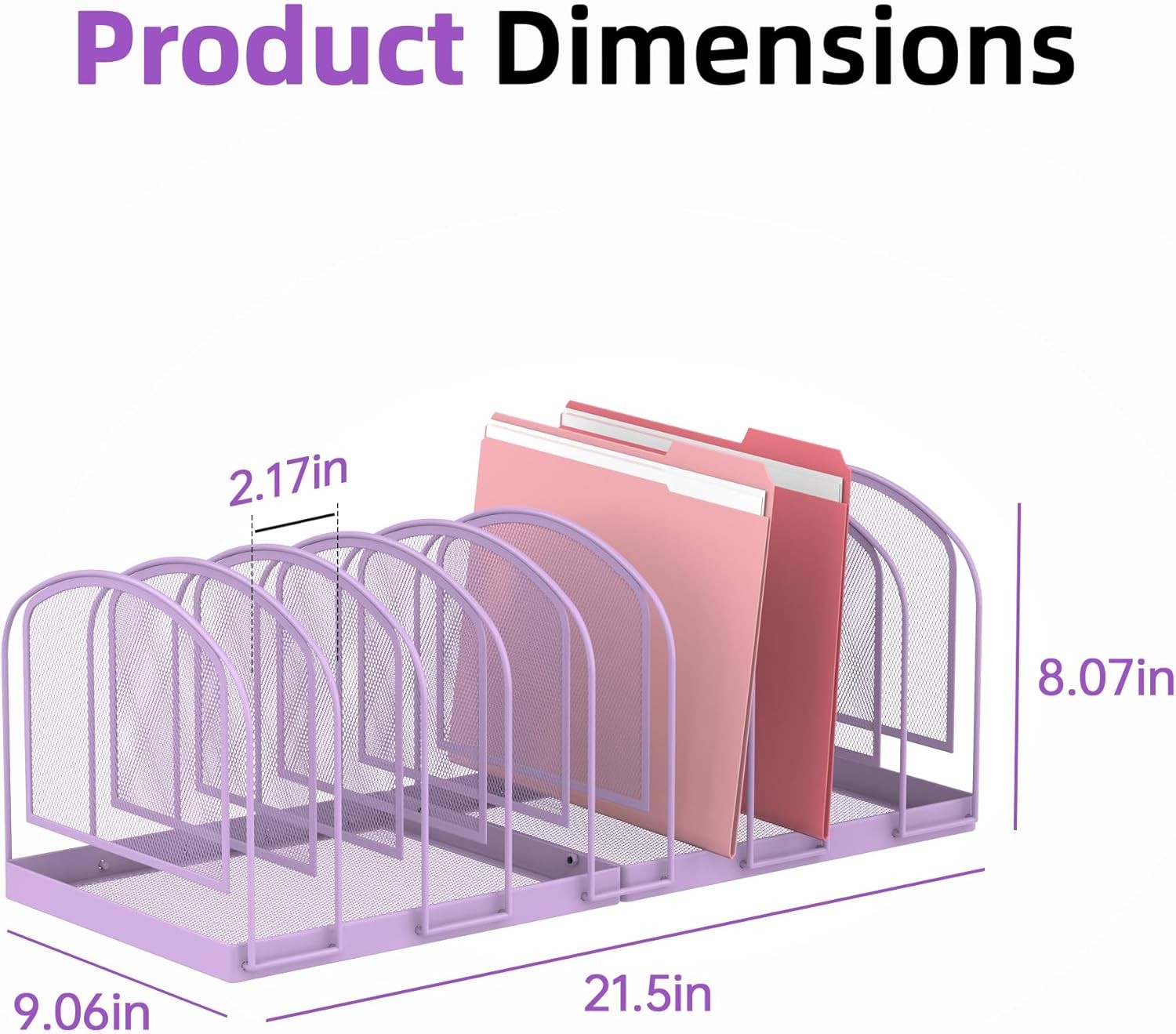 9-Section Desk File Organizer, Vertical File Holder, Mesh Desktop File Folder…