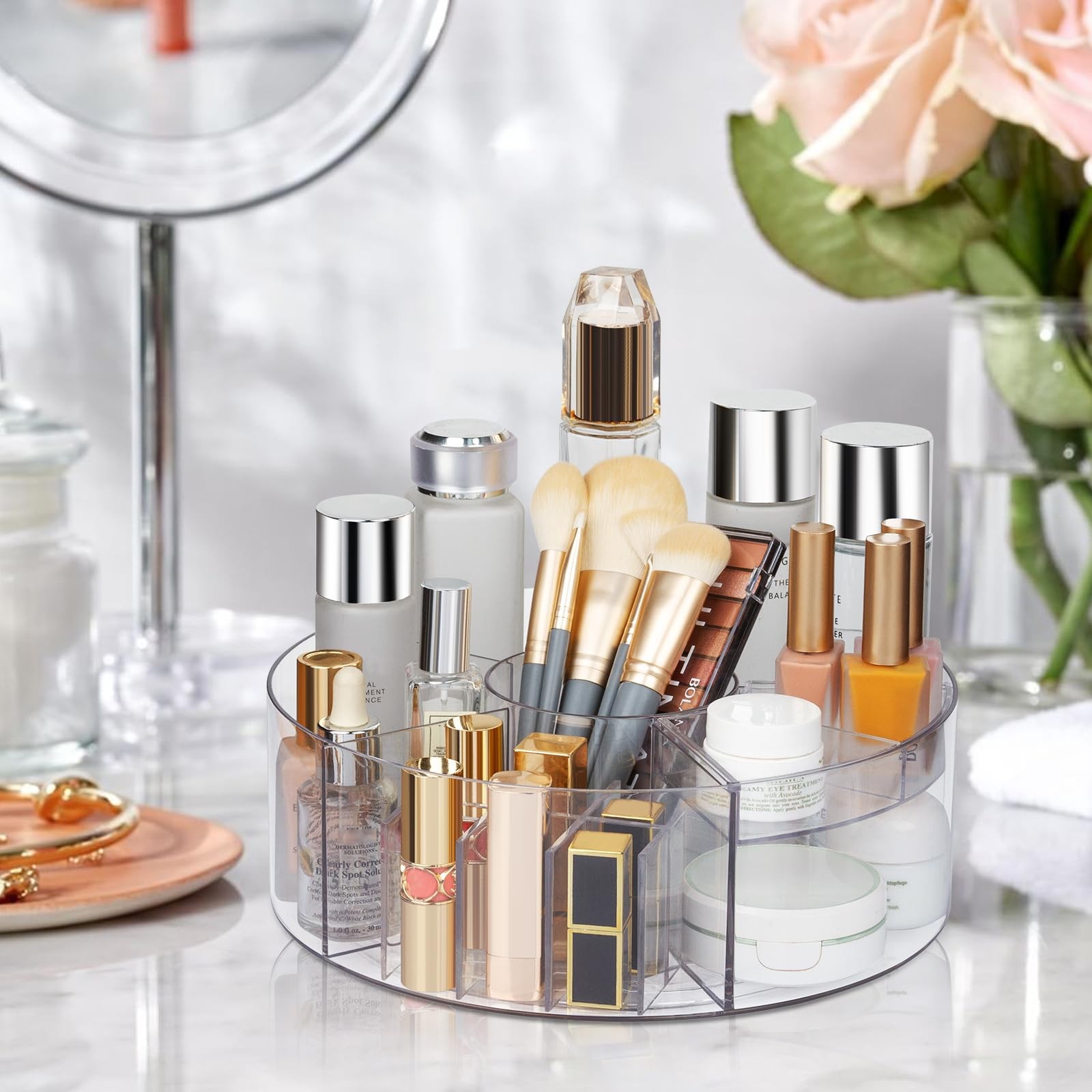 360° Rotating Makeup Organizer, 10″ Clear Turntable Lazy Susan 10″,