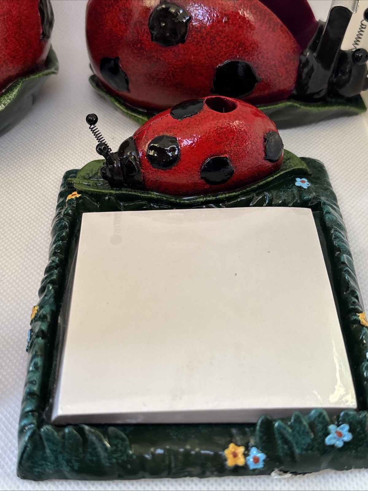Vintage Ladybug Ceramic Desk Set. New Vintage. Wildlife Foundation Ranger Gift