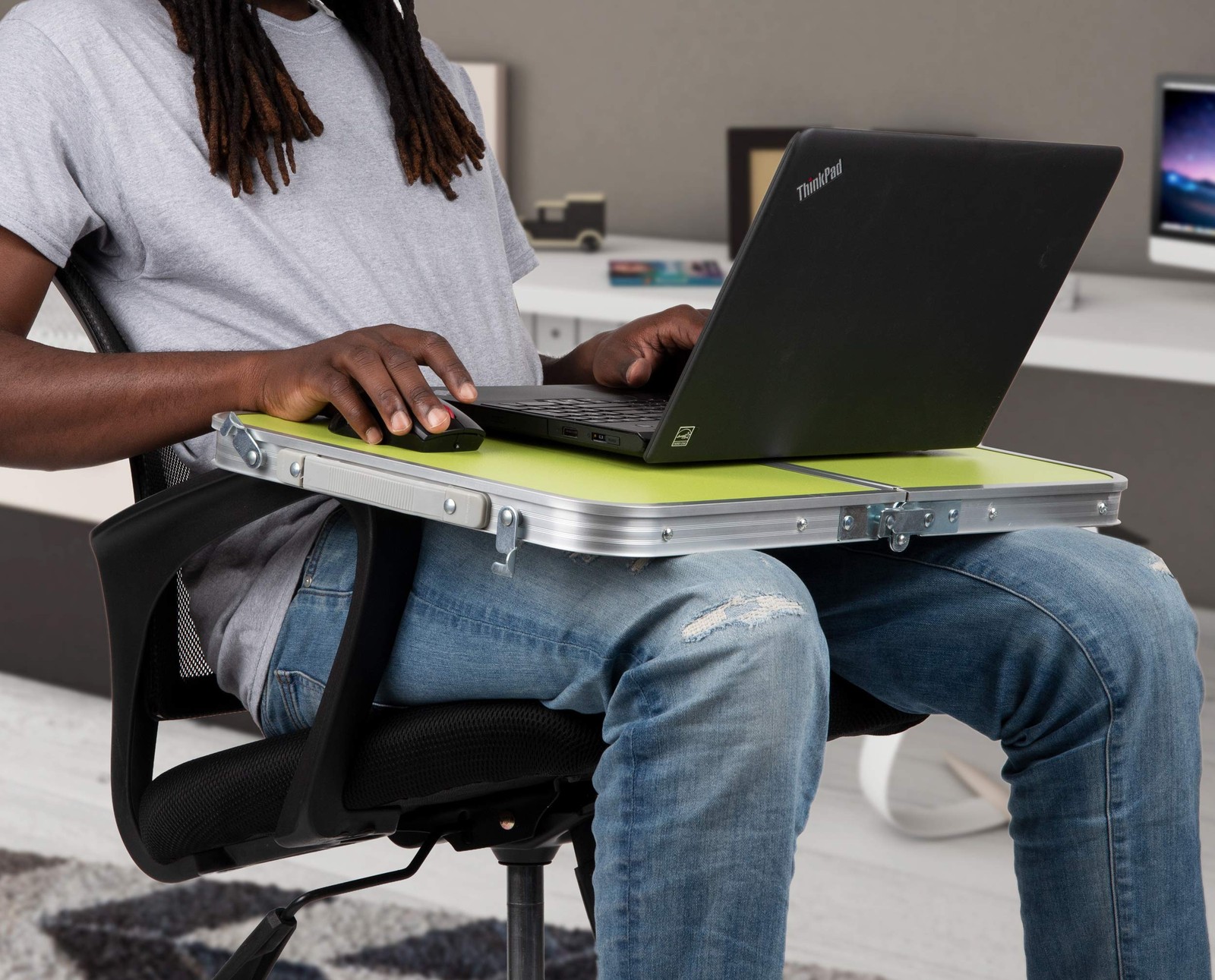 Mind Reader Lap Desk Laptop Stand, Bed Tray, 23.5″L x 16″W x 10″H, Green