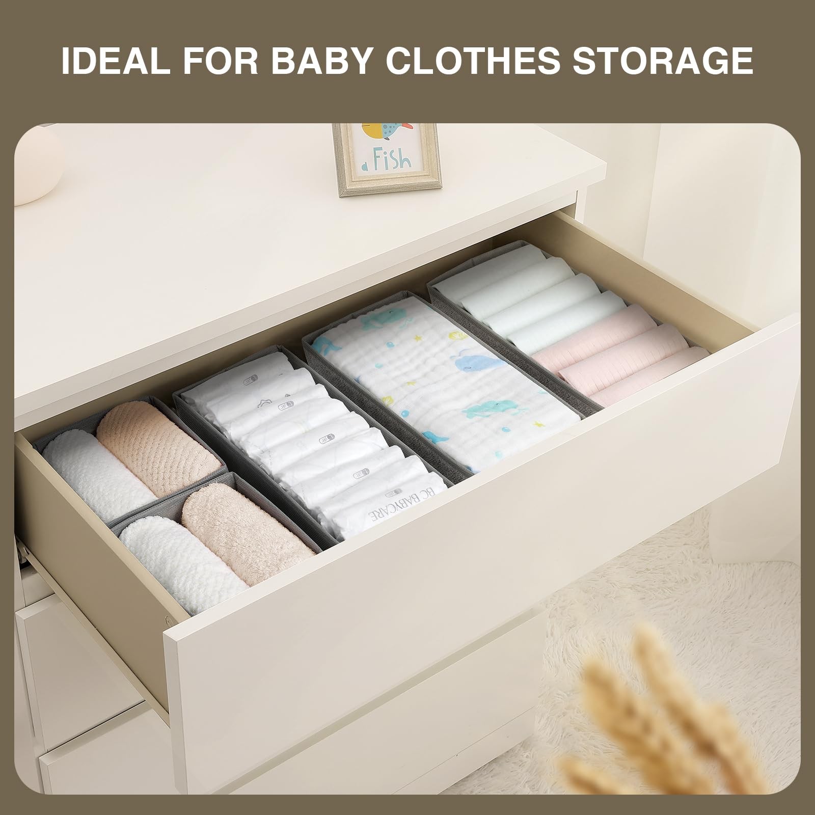 Dimj Drawer Organizers Clothes Set Of 4 Dresser Organizer Bins Fabric Closet