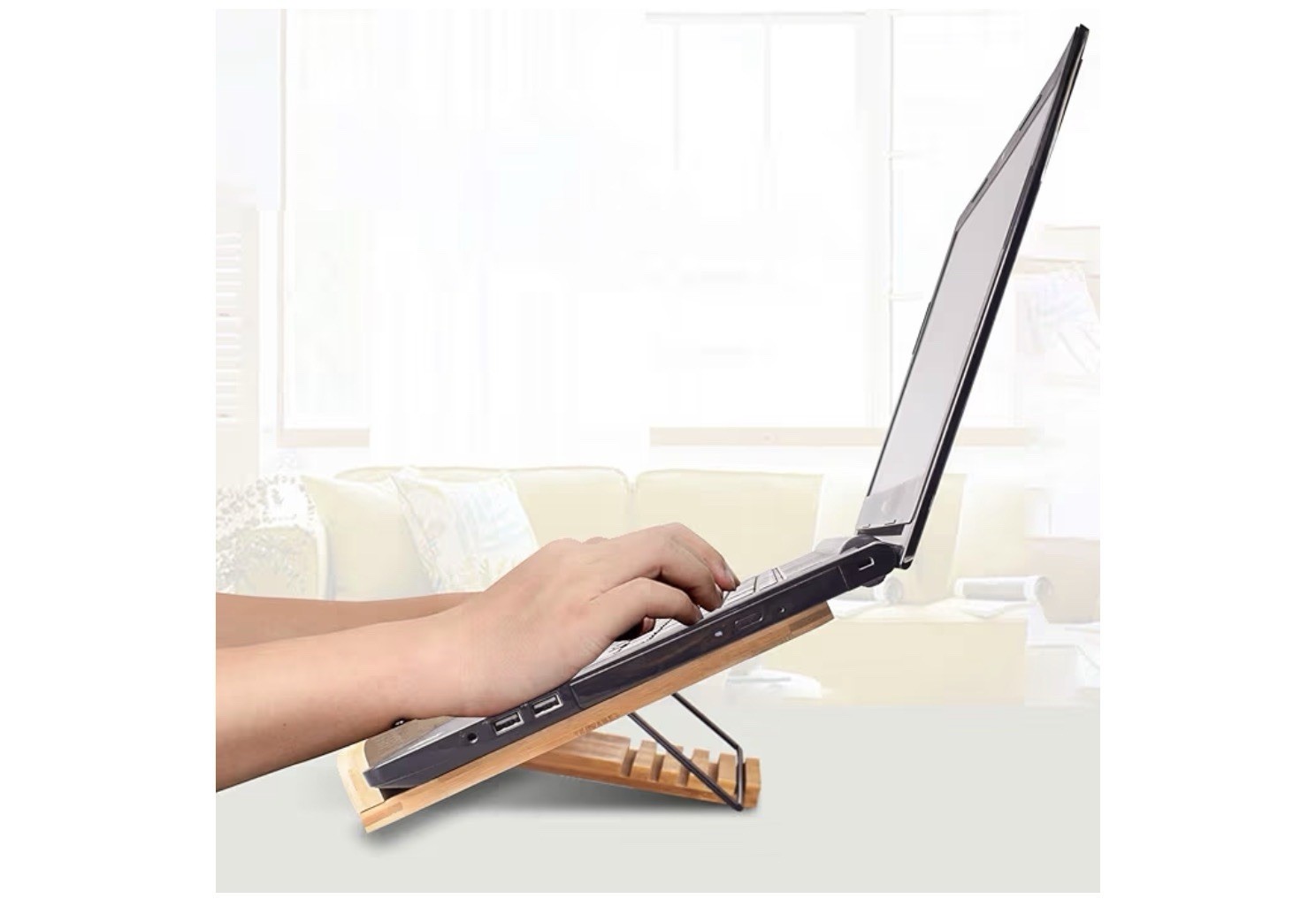Bamboo Book Stand 13.2″ x 9.2″ Wooden Adjustable Desk Easel with 5 Angles