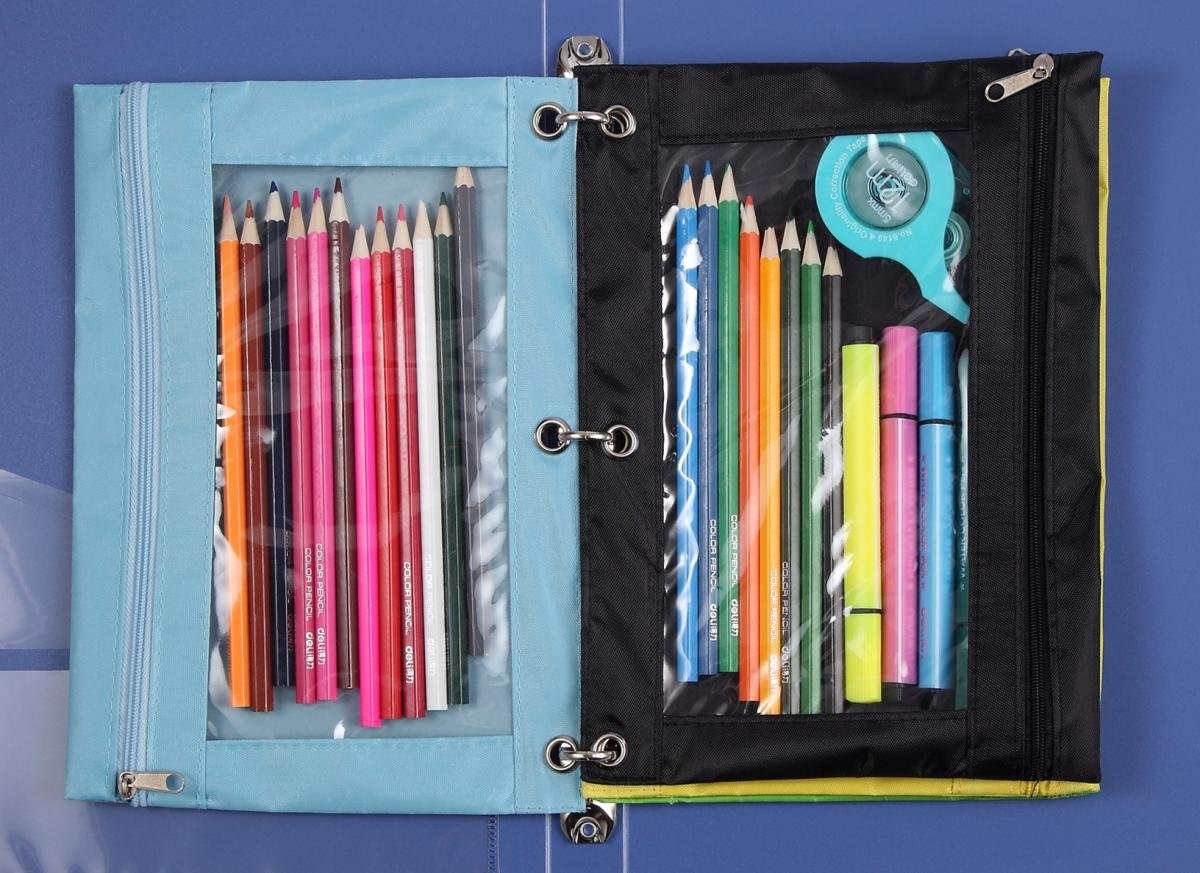 24 Packs 3 Ring Binder Pen Pencil Case Pouch Bulk Set Stationery Bag for Scho…