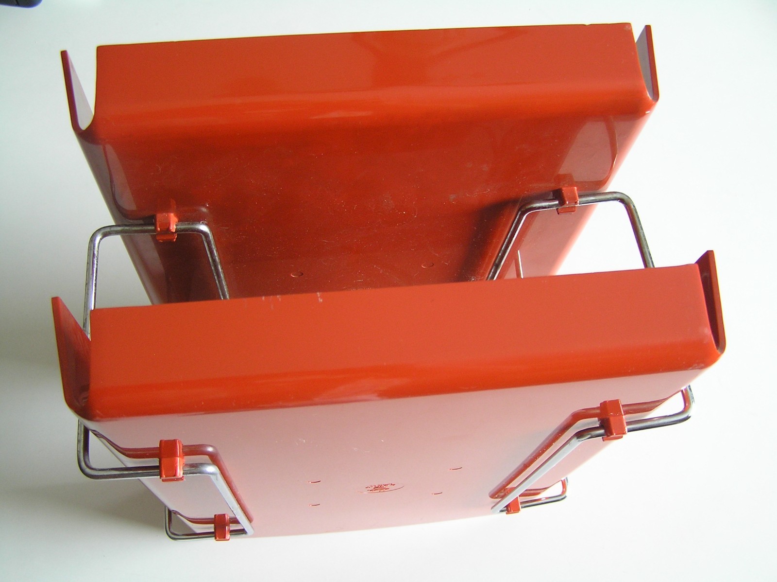 VINTAGE MID CENTURY DUK-IT Plastic Chrome 2-Tier In Out Desk Tray Organizer