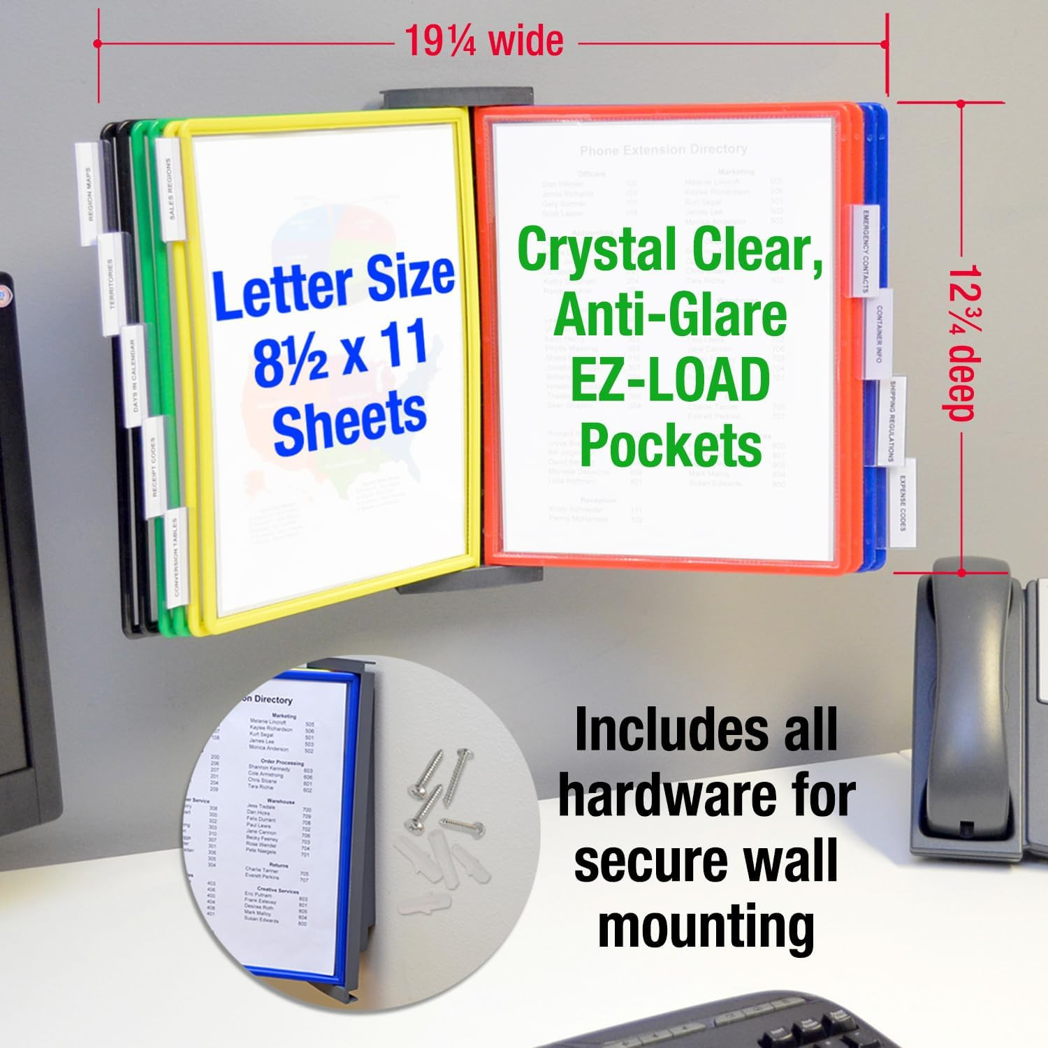 Ultimate Office Adjustaview 10-Pocket Wall Reference Organizer with Easy-Load Po